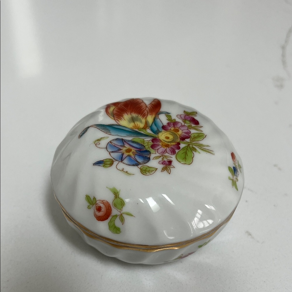 Vintage Floral Porcelain Trinket Holder